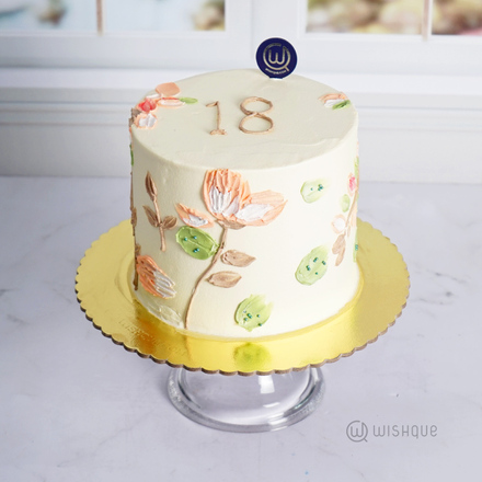 Floral Pearls Ribbon Cake