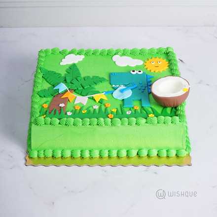 Cute Dinosaur Theme Ribbon Cake