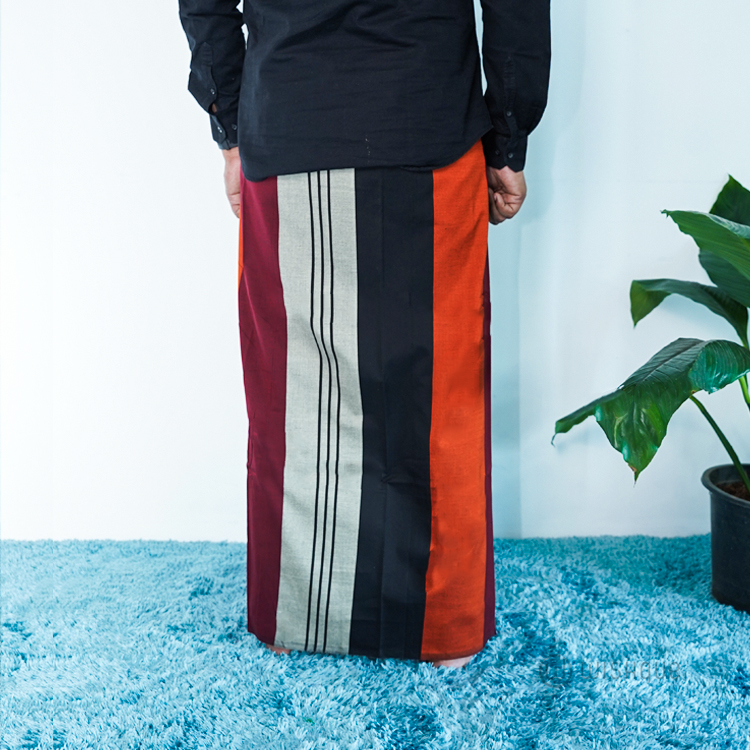 Orange & Brown Avurudu Handloom Sarong