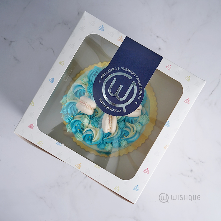 Blue Shades Buttercream Macaron Cake