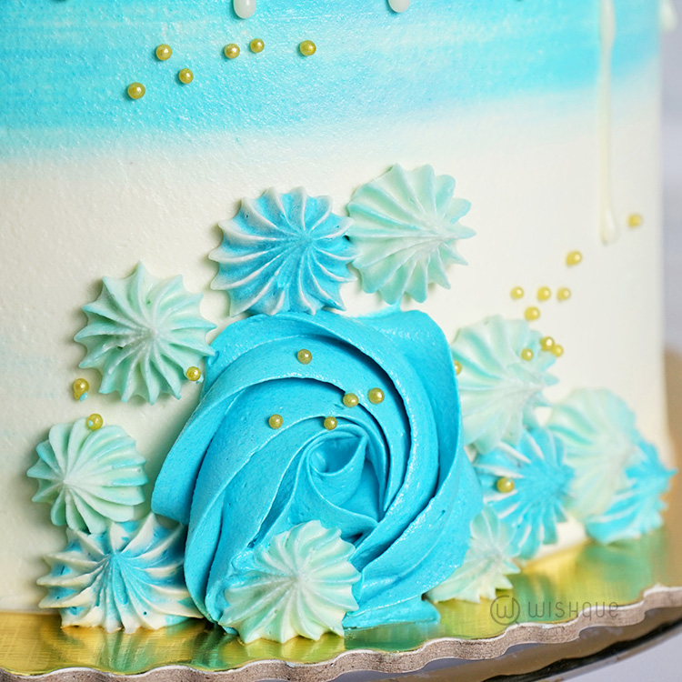 Blue Shades Buttercream Macaron Cake