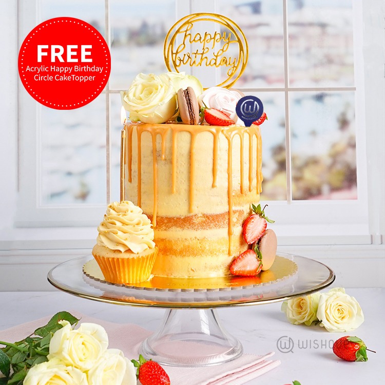 Caramel Cascade Fresh Rose Celebrations Cake