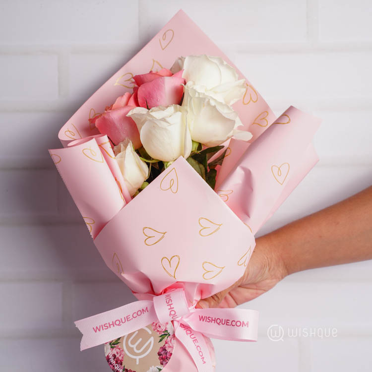 Pink & White Rose Posy
