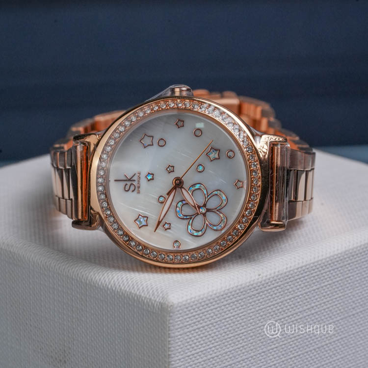 SK SHENGKE Elegant Rose Gold Petals Dial Women's Watch - K0201L01