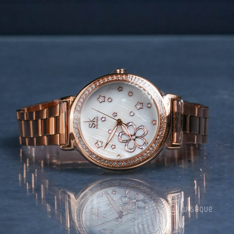 SK SHENGKE Elegant Rose Gold Petals Dial Women's Watch - K0201L01