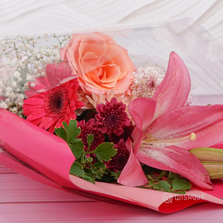 Coral Lily Flower Bouquet
