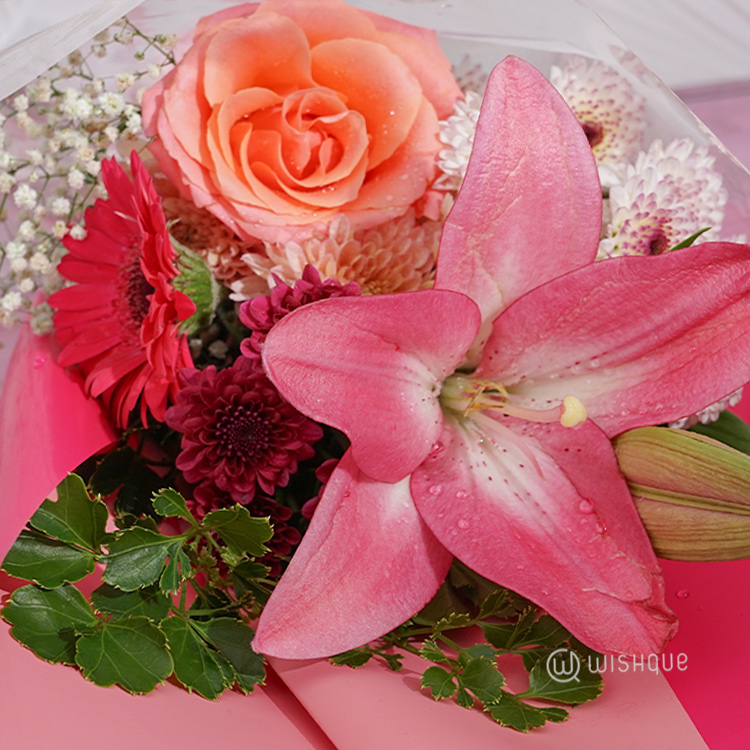 Coral Lily Flower Bouquet