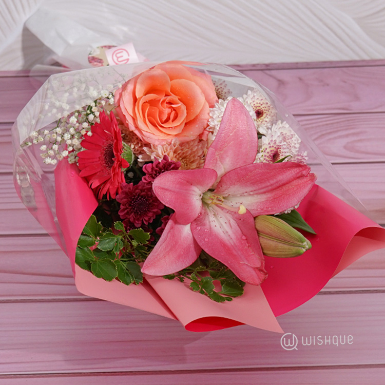 Coral Lily Flower Bouquet