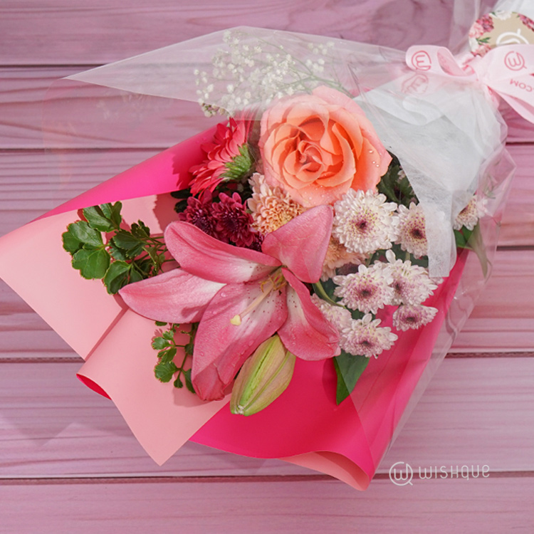 Coral Lily Flower Bouquet