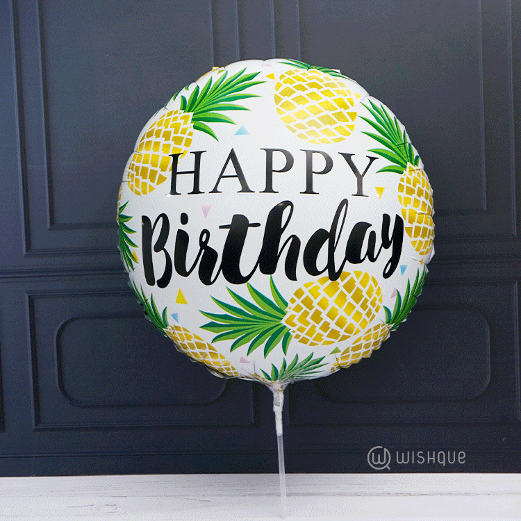 Happy Birthday Gold Yellow Pineapple Foil Balloon