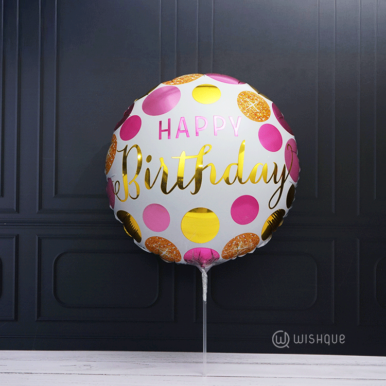 Happy Birthday Pink & Gold Bubble Foil Balloon