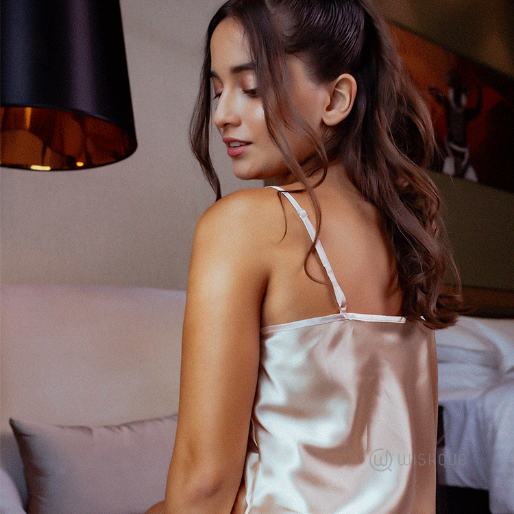 Izzy Lush Silky PJ Set - Beige