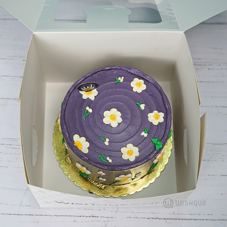 Lilac Daisy Ribbon Cake