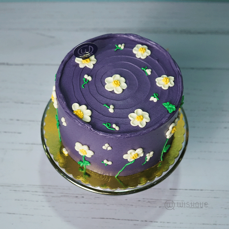 Lilac Daisy Ribbon Cake