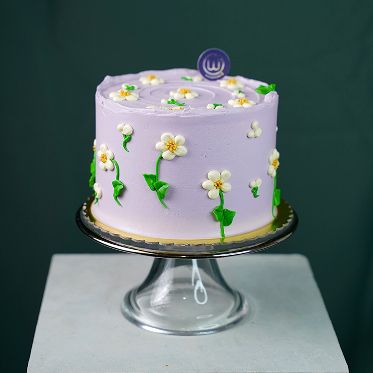 Lilac Daisy Ribbon Cake