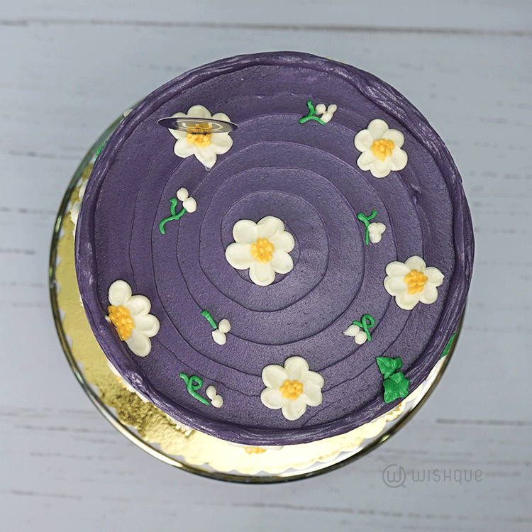 Lilac Daisy Ribbon Cake