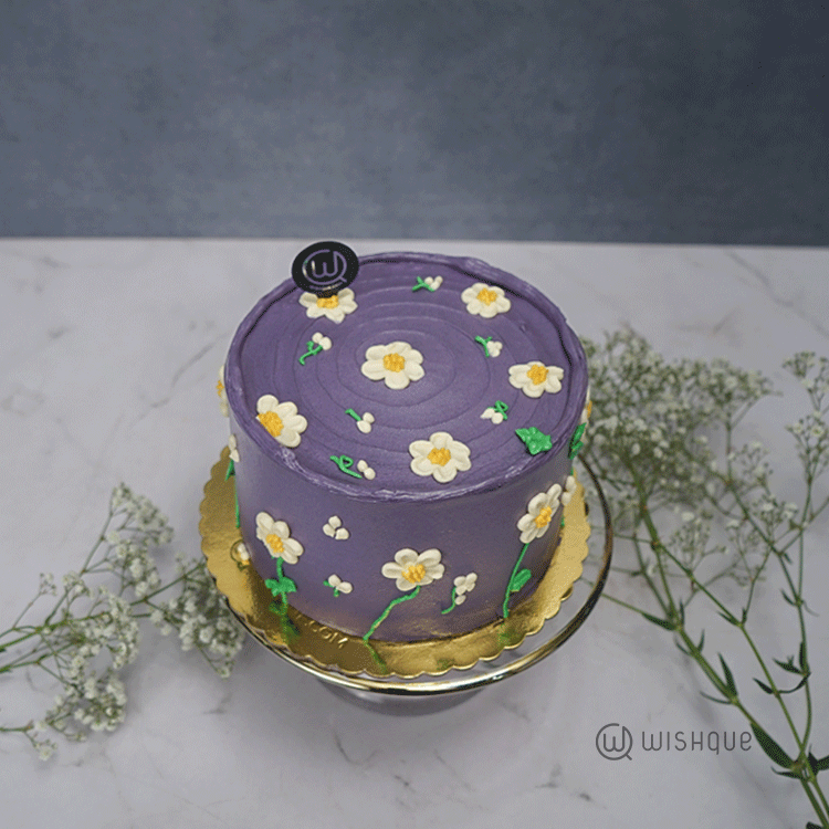 Lilac Daisy Ribbon Cake
