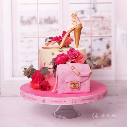Pink Chanel-Inspired Luxury Theme Cake