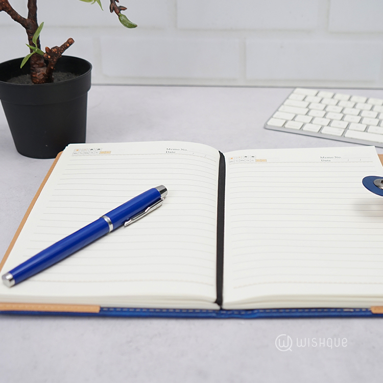 Notebook Diary With Signature Pen Gift Set - Blue