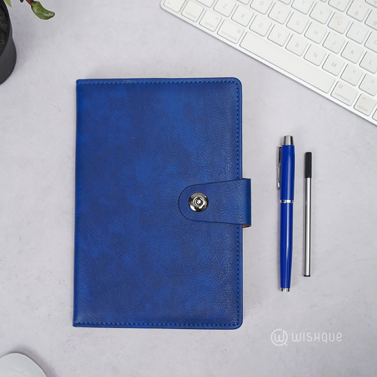 Notebook Diary With Signature Pen Gift Set - Blue
