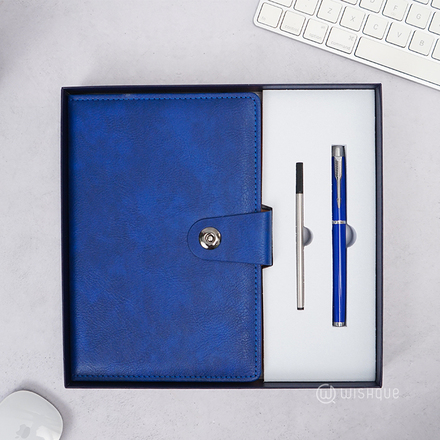 Notebook Diary With Signature Pen Gift Set - Blue