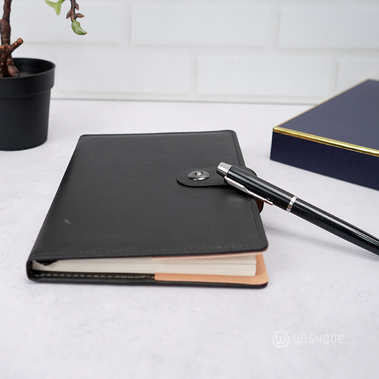 Notebook Diary With Signature Pen Gift Set - Black