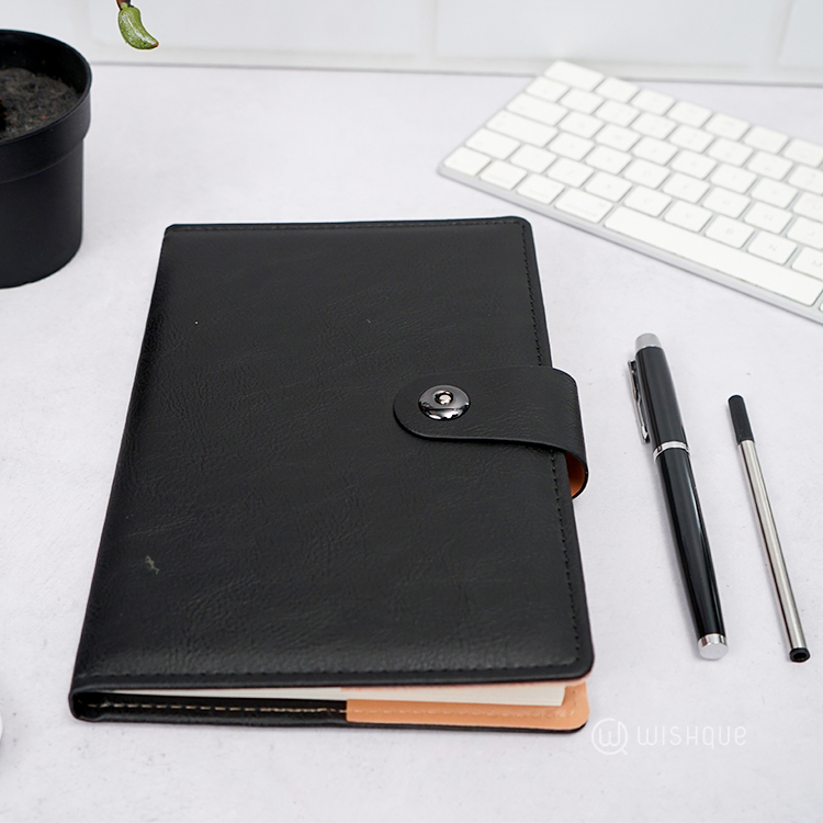 Notebook Diary With Signature Pen Gift Set - Black
