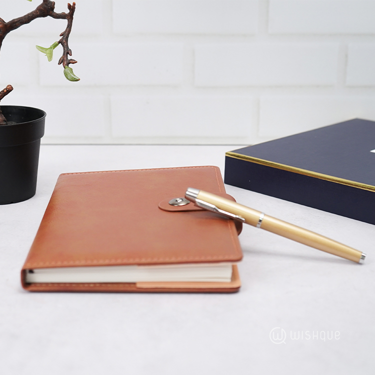 Notebook Diary With Signature Pen Gift Set - Orange