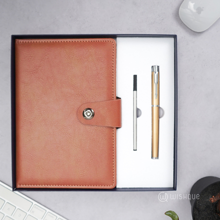 Notebook Diary With Signature Pen Gift Set - Orange