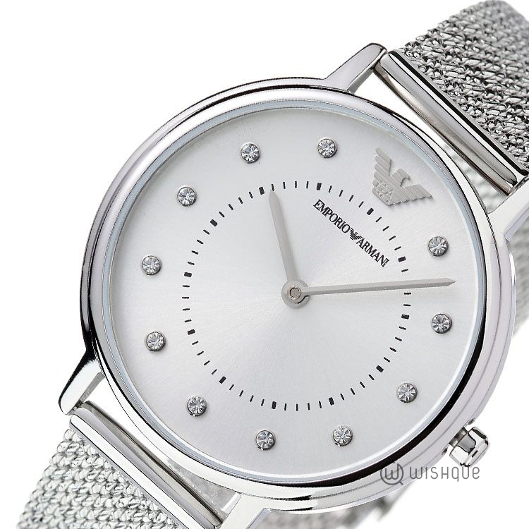 Emporio Armani Silver Tone Mesh Bracelet Analog Women's Watch AR11128