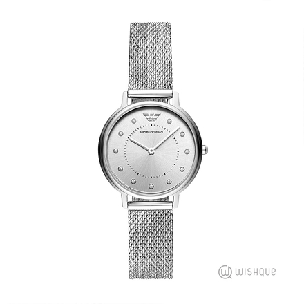 Emporio Armani Silver Tone Mesh Bracelet Analog Women's Watch AR11128
