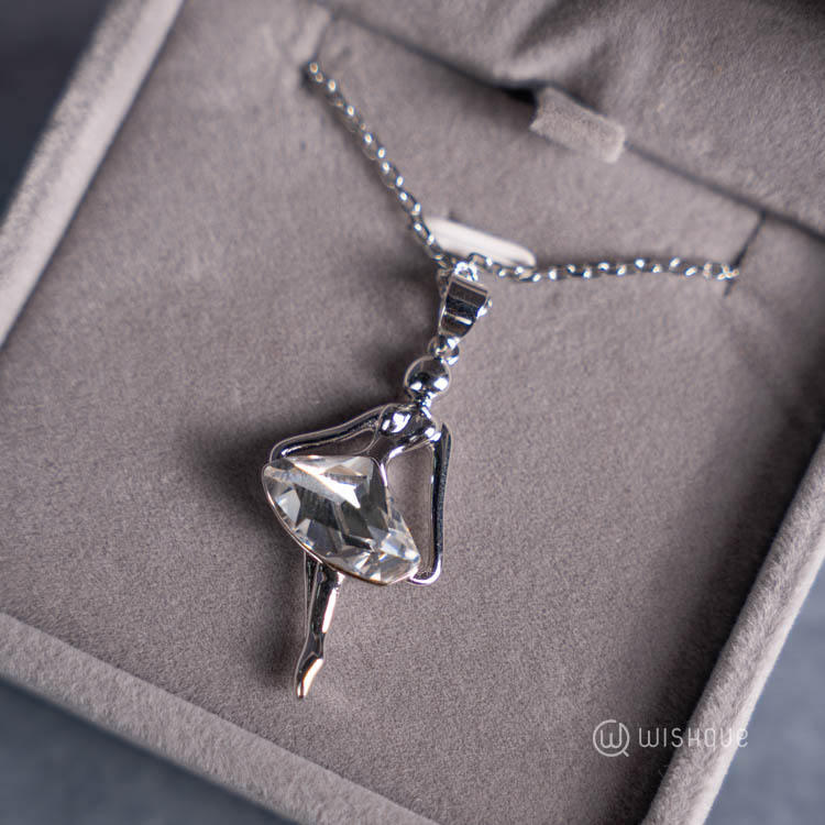 Ballet Elegance Ballerina Pendant With Cloe Crystals White-Gold Plated
