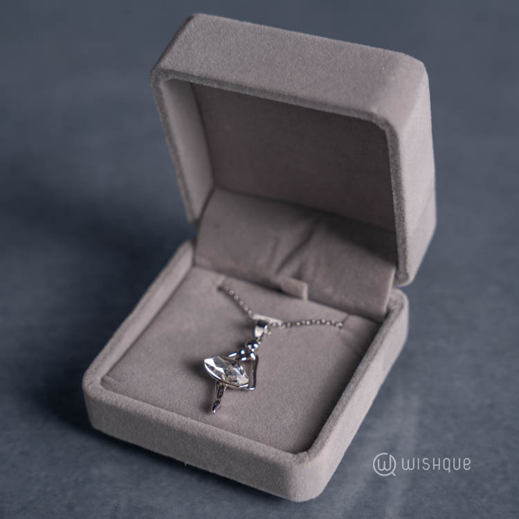 Ballet Elegance Ballerina Pendant With Cloe Crystals White-Gold Plated