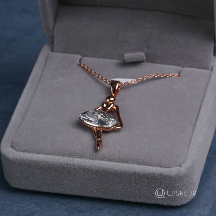 Ballet Elegance Ballerina Pendant With Cloe Crystals Rose-Gold Plated