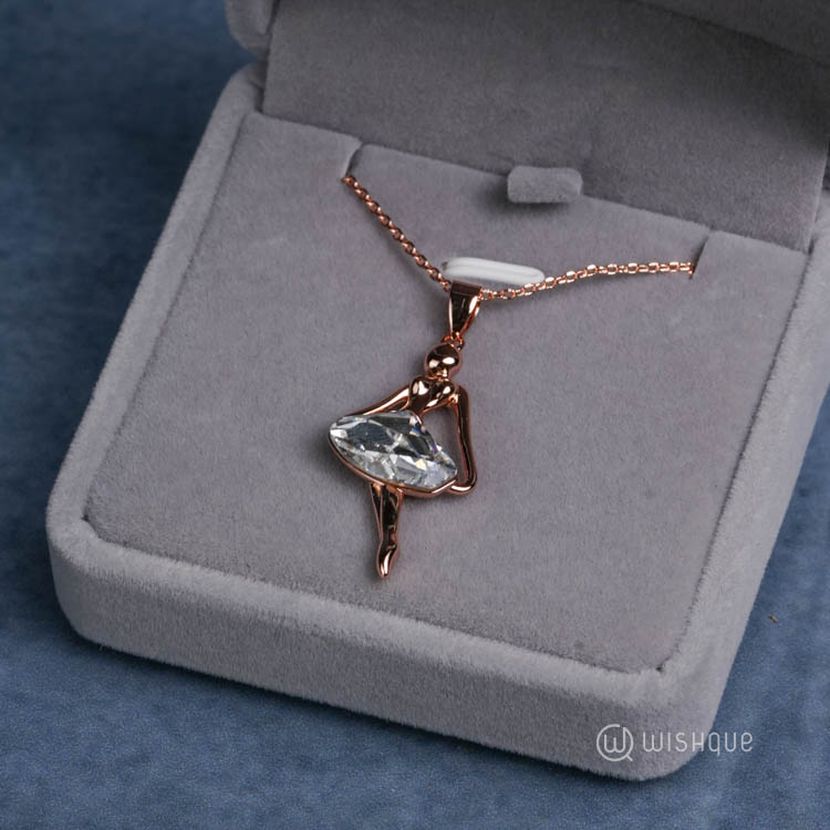 Ballet Elegance Ballerina Pendant With Cloe Crystals Rose-Gold Plated