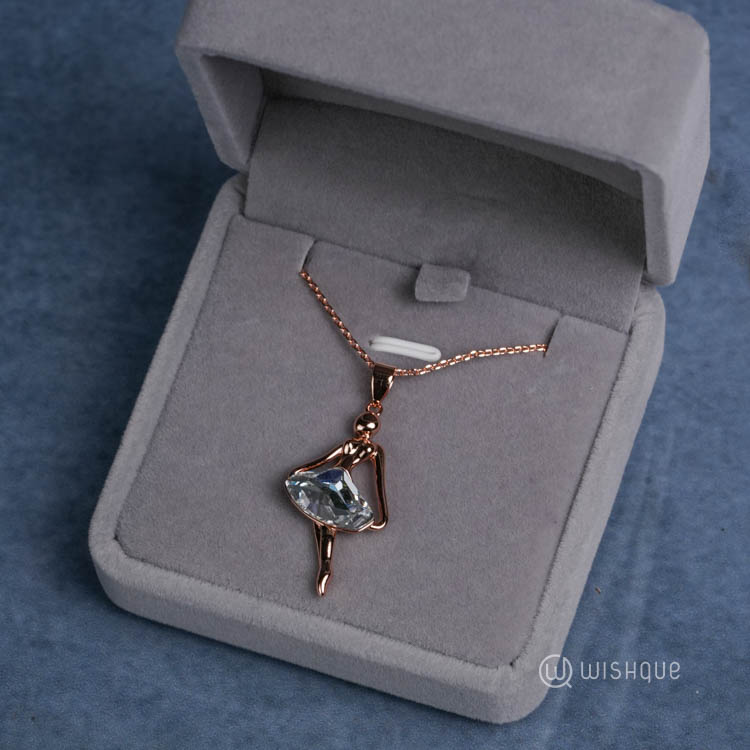 Ballet Elegance Ballerina Pendant With Cloe Crystals Rose-Gold Plated