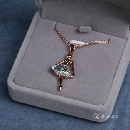 Ballet Elegance Ballerina Pendant With Cloe Crystals Rose-Gold Plated