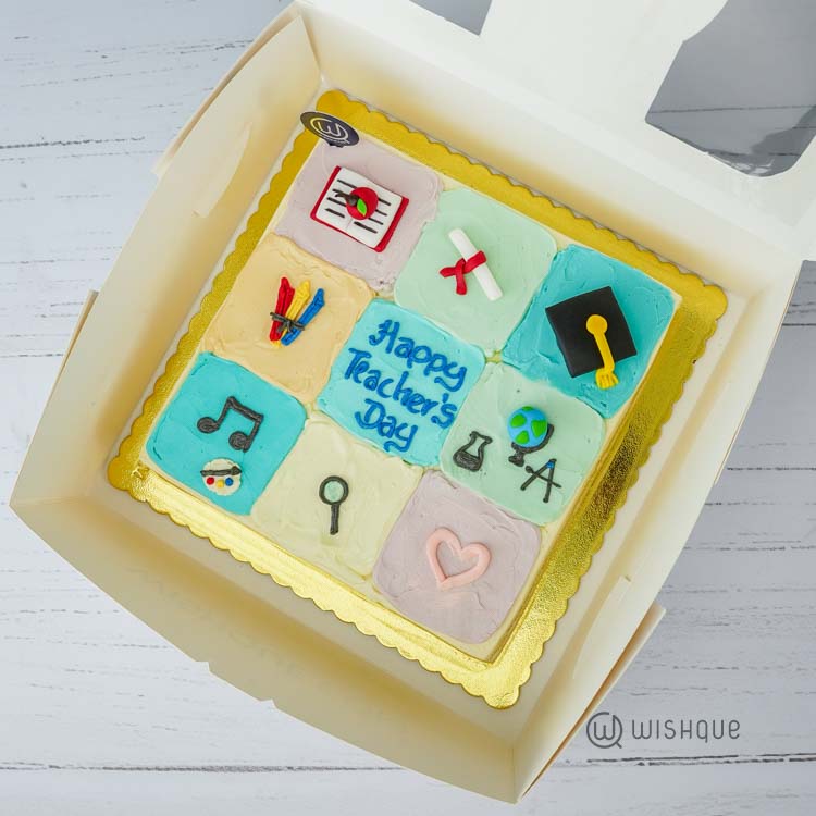 Happy Teacher's Day Celebration Ribbon Cake
