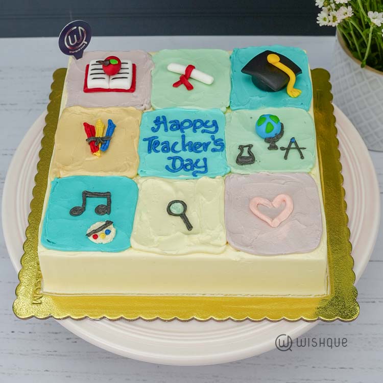 Happy Teacher's Day Celebration Ribbon Cake