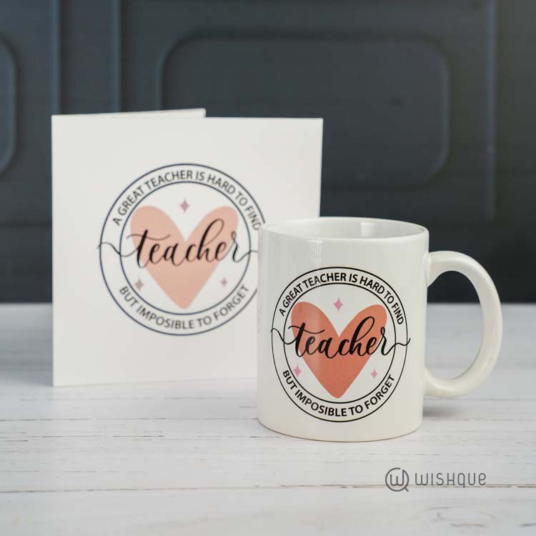 A Great Teacher's Hard To Find Printed Mug & Greeting Card