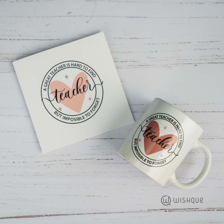 A Great Teacher's Hard To Find Printed Mug & Greeting Card