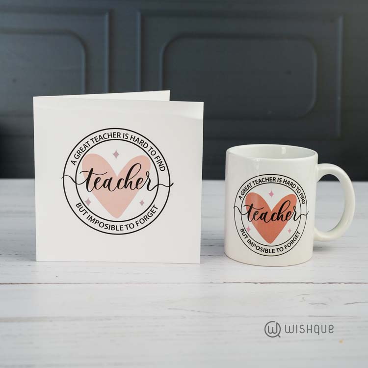 A Great Teacher's Hard To Find Printed Mug & Greeting Card