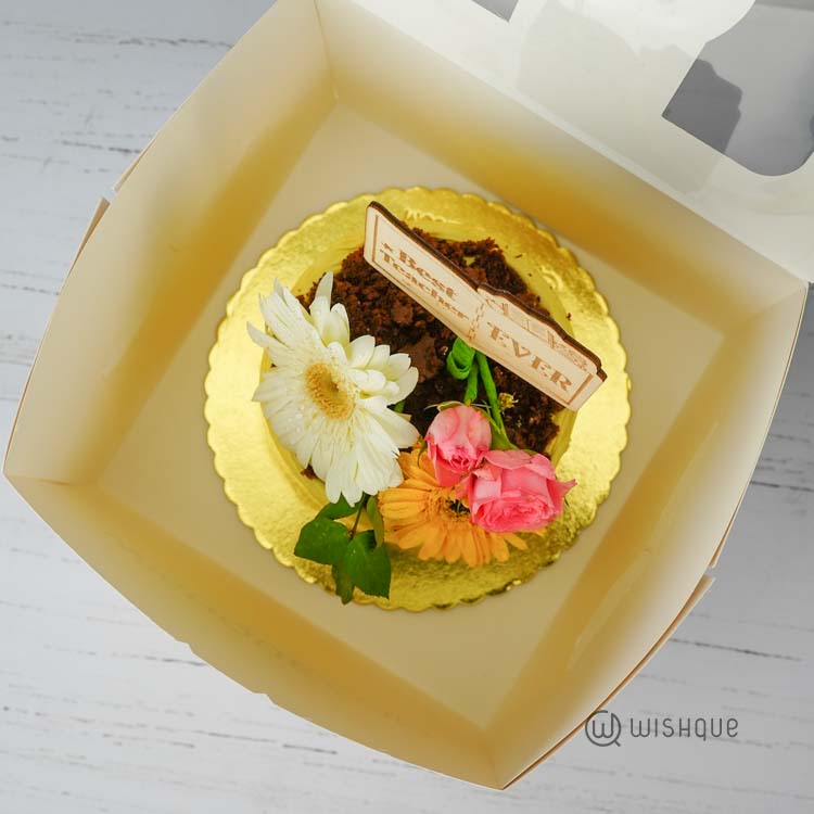 Best Teacher Ever Yellow Bloom Chocolate Pot Cake