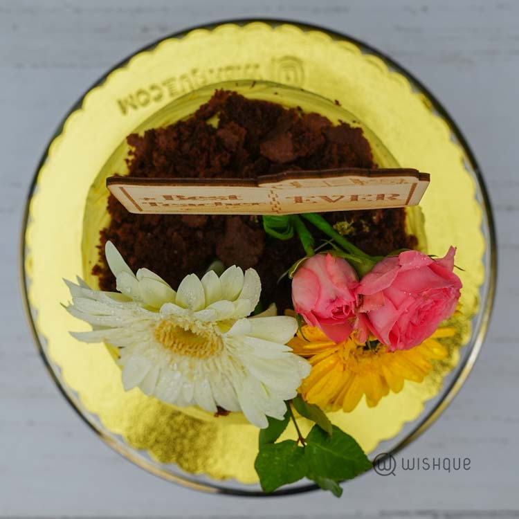 Best Teacher Ever Yellow Bloom Chocolate Pot Cake