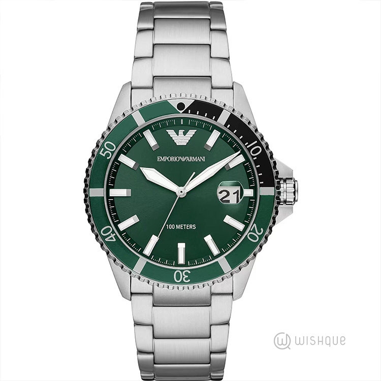 Emporio Armani AR11338 Green Dial Stainless Steel Bracelet Men's Watch