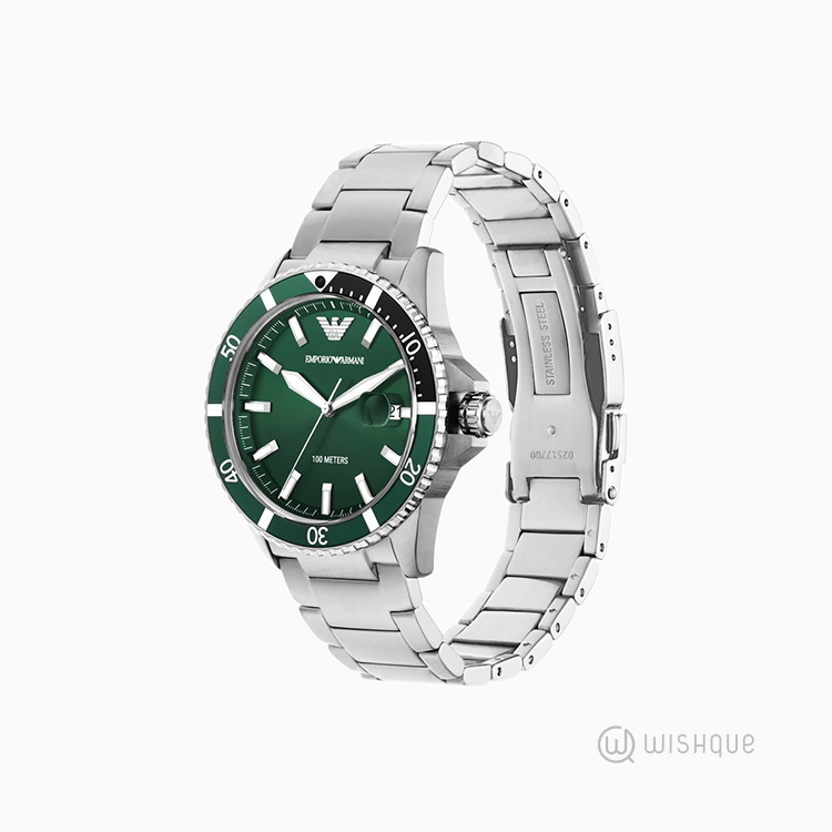 Emporio Armani AR11338 Green Dial Stainless Steel Bracelet Men's Watch