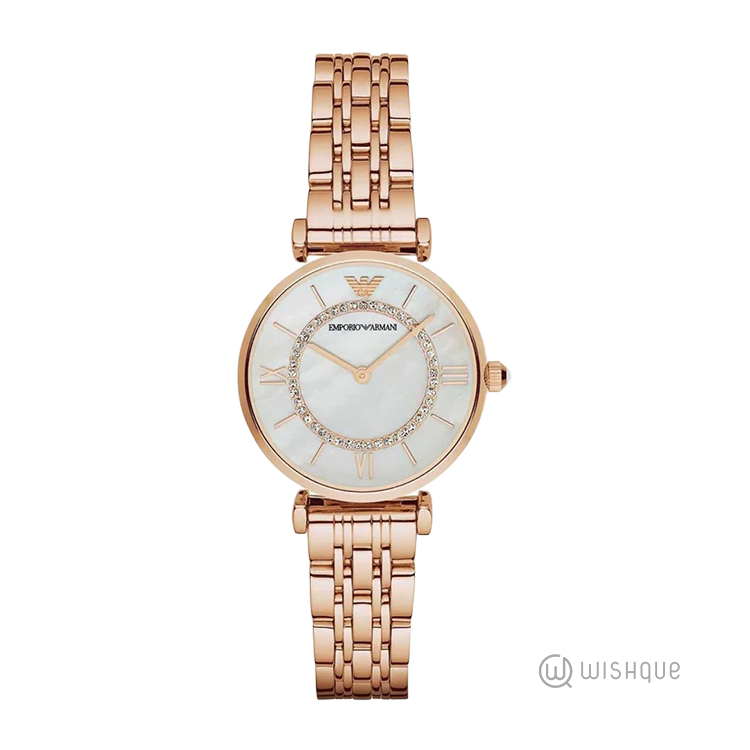 Emporio Armani AR1909 Mother of Pearl Dial Rose Gold Stainless Steel Watches