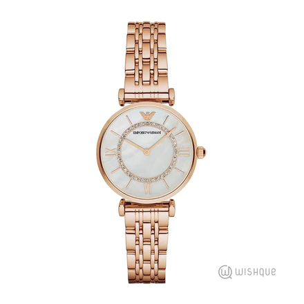 Emporio Armani AR1909 Mother of Pearl Dial Rose Gold Stainless Steel Watches