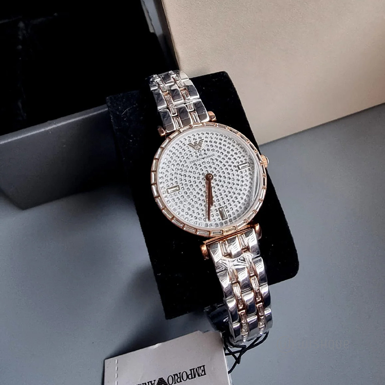 Emporio Armani Women’s Analog Stainless Steel Silver Dial 32mm Watch AR11293