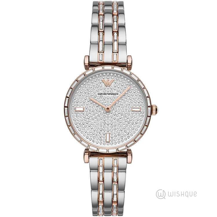 Emporio Armani Women’s Analog Stainless Steel Silver Dial 32mm Watch AR11293